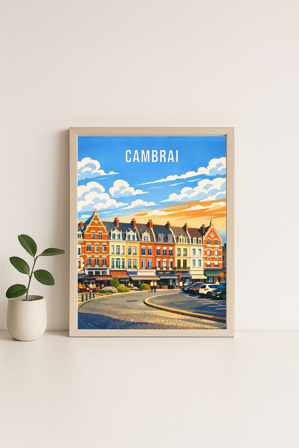 Affiche graphique illustrée Cambrai : ville nord de france, Hauts-de-France
