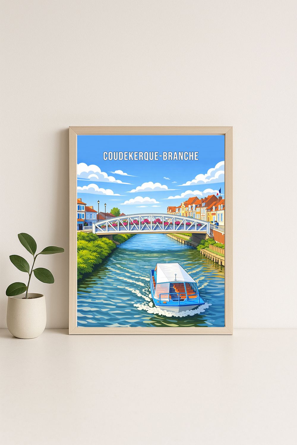 Affiche graphique illustrée Coudekerque : Branche ville nord de france, Hauts-de-France