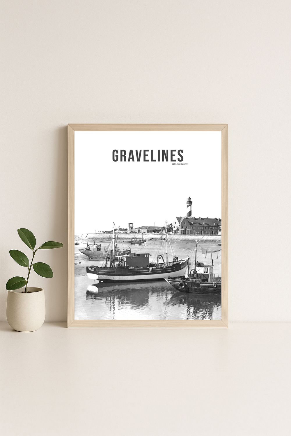 Affiche rétro noir et blanc Dunkerque : Gravelines · Dunkerque · petit fort philippe, Hauts-de-France