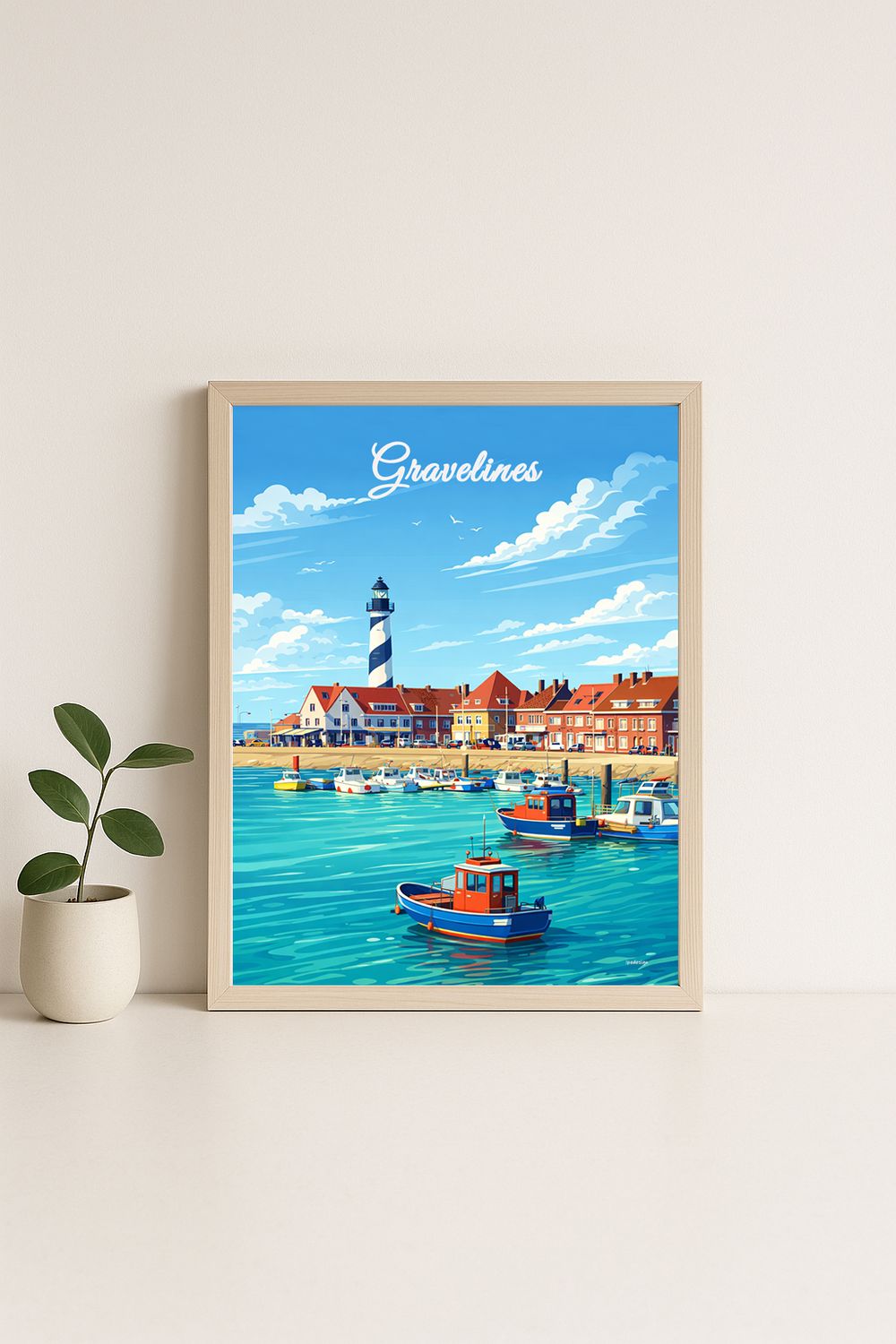 Affiche graphique illustrée Gravelines : Dunkerque · le phare, Hauts-de-France