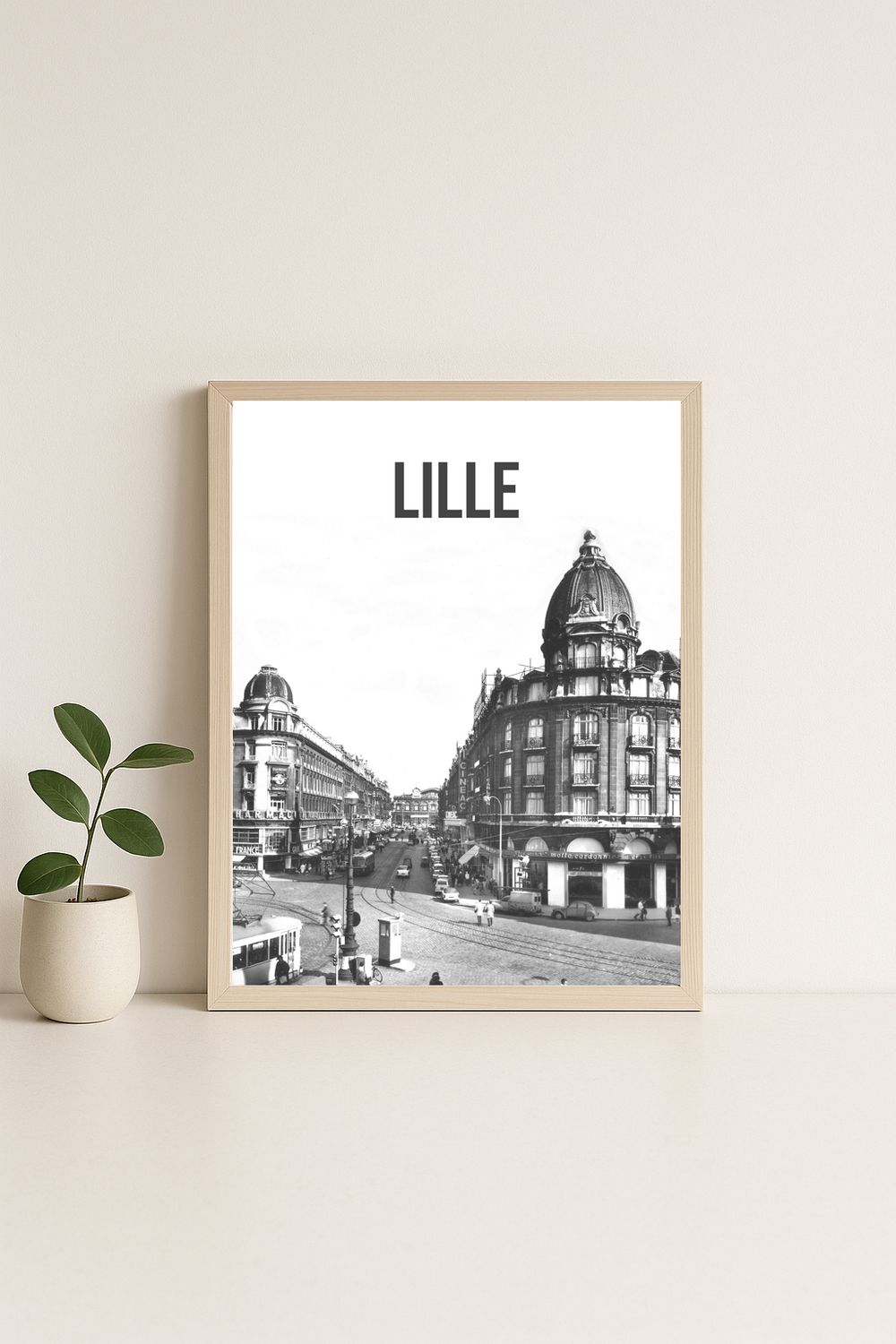 Affiche rétro noir et blanc Lille : nord de france, Hauts-de-France