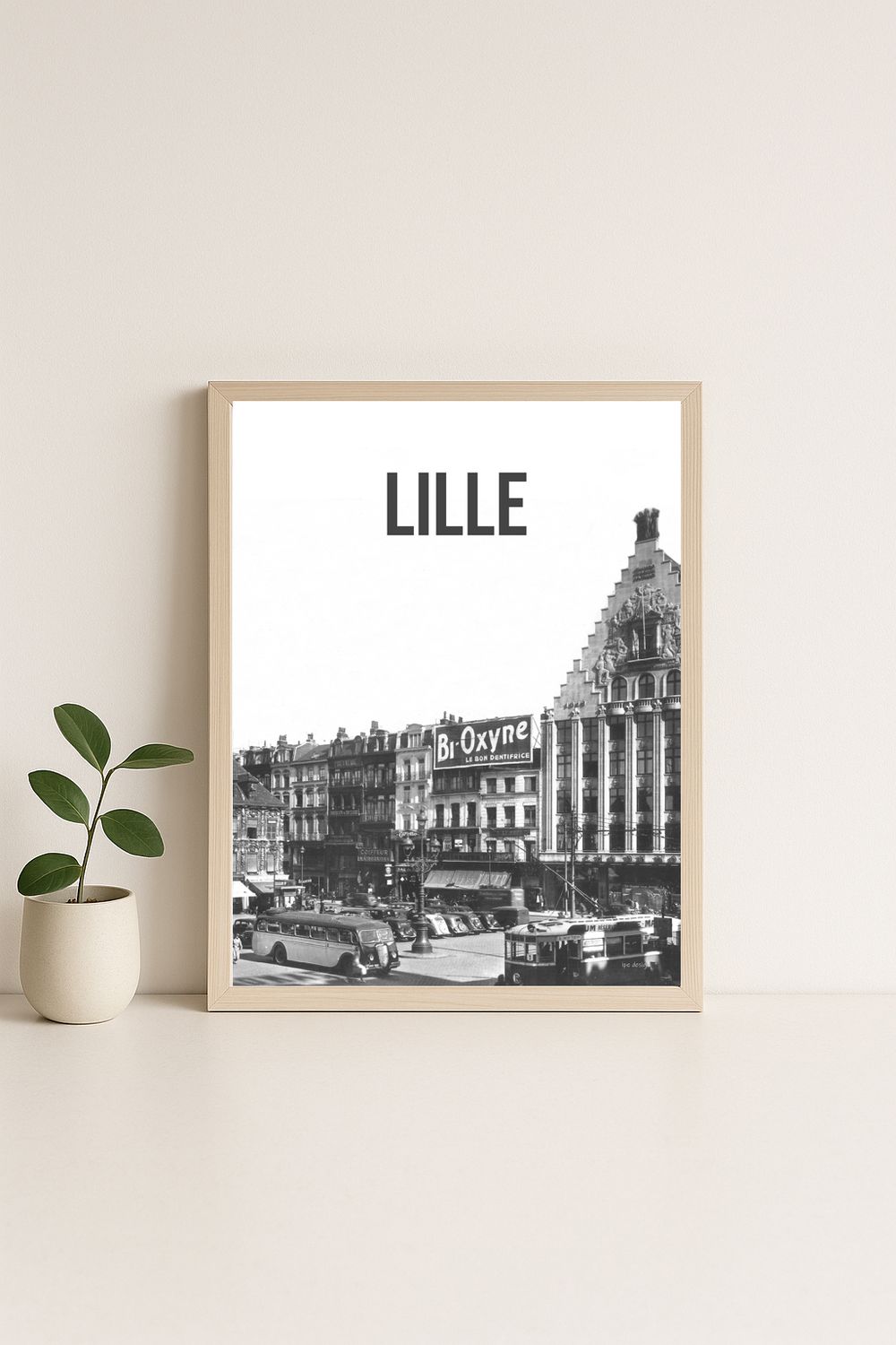 Affiche rétro noir et blanc Lille : nord de france, Hauts-de-France