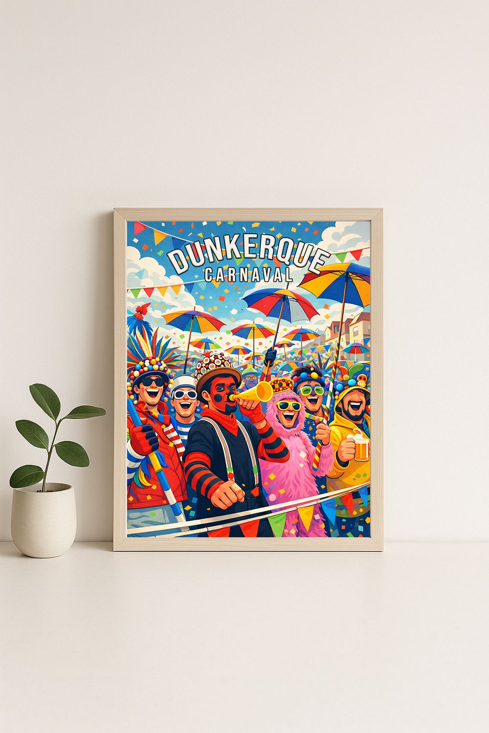 Affiche graphique illustrée Dunkerque : le carnaval couleur, Hauts-de-France