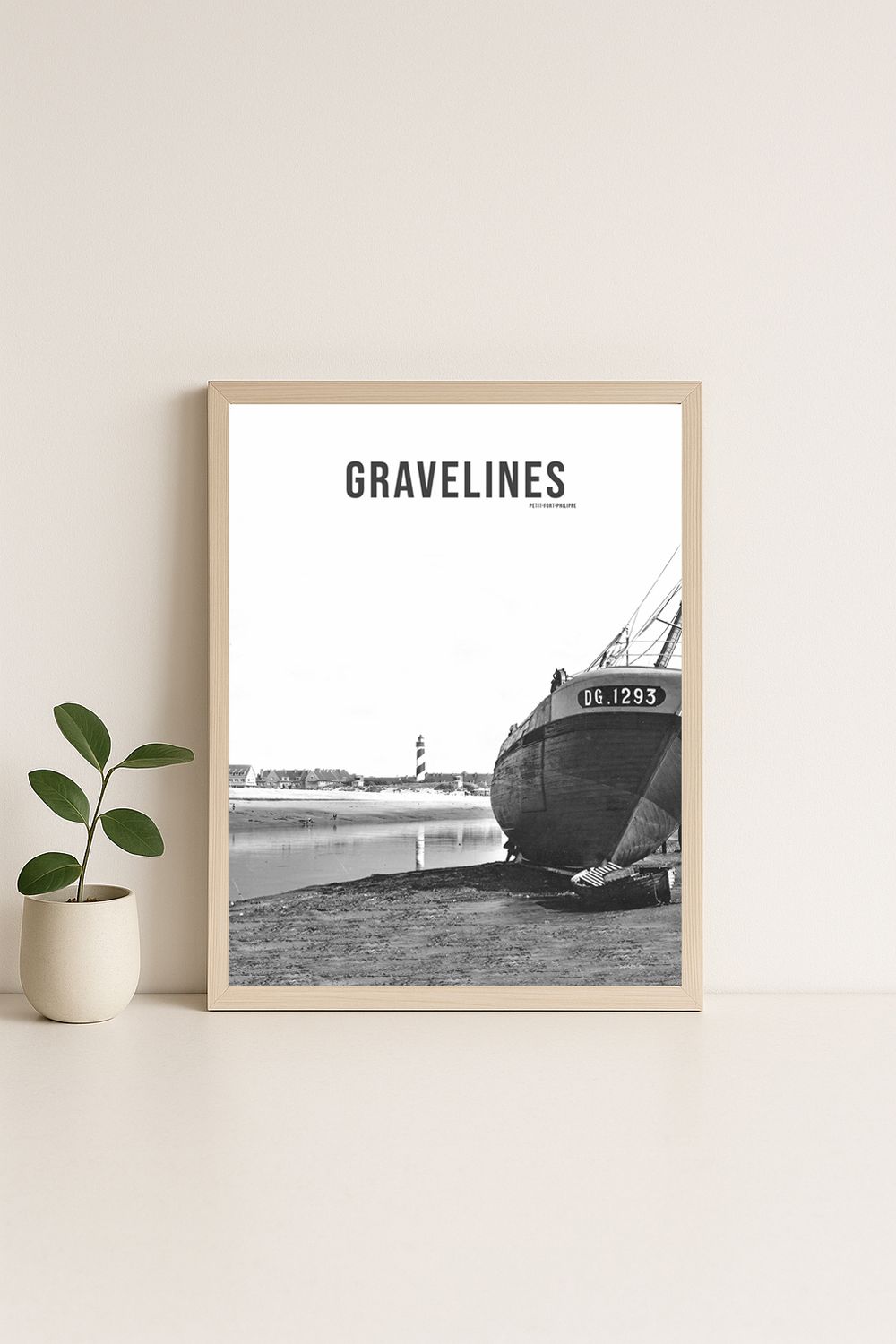 Affiche rétro noir et blanc Dunkerque : Gravelines · Dunkerque · petit fort philippe, Hauts-de-France