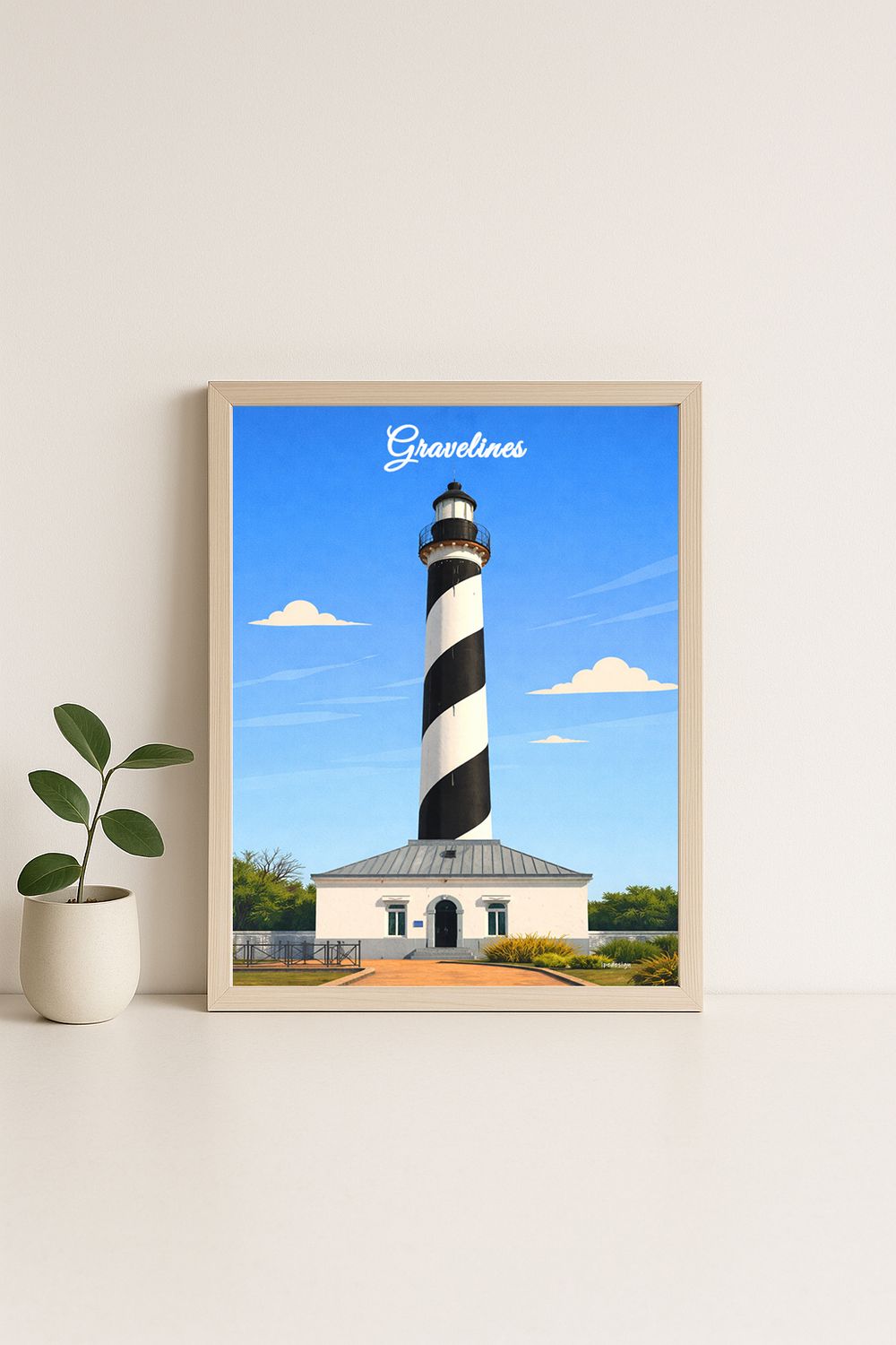 Affiche graphique illustrée Gravelines : Dunkerque · le phare, Hauts-de-France