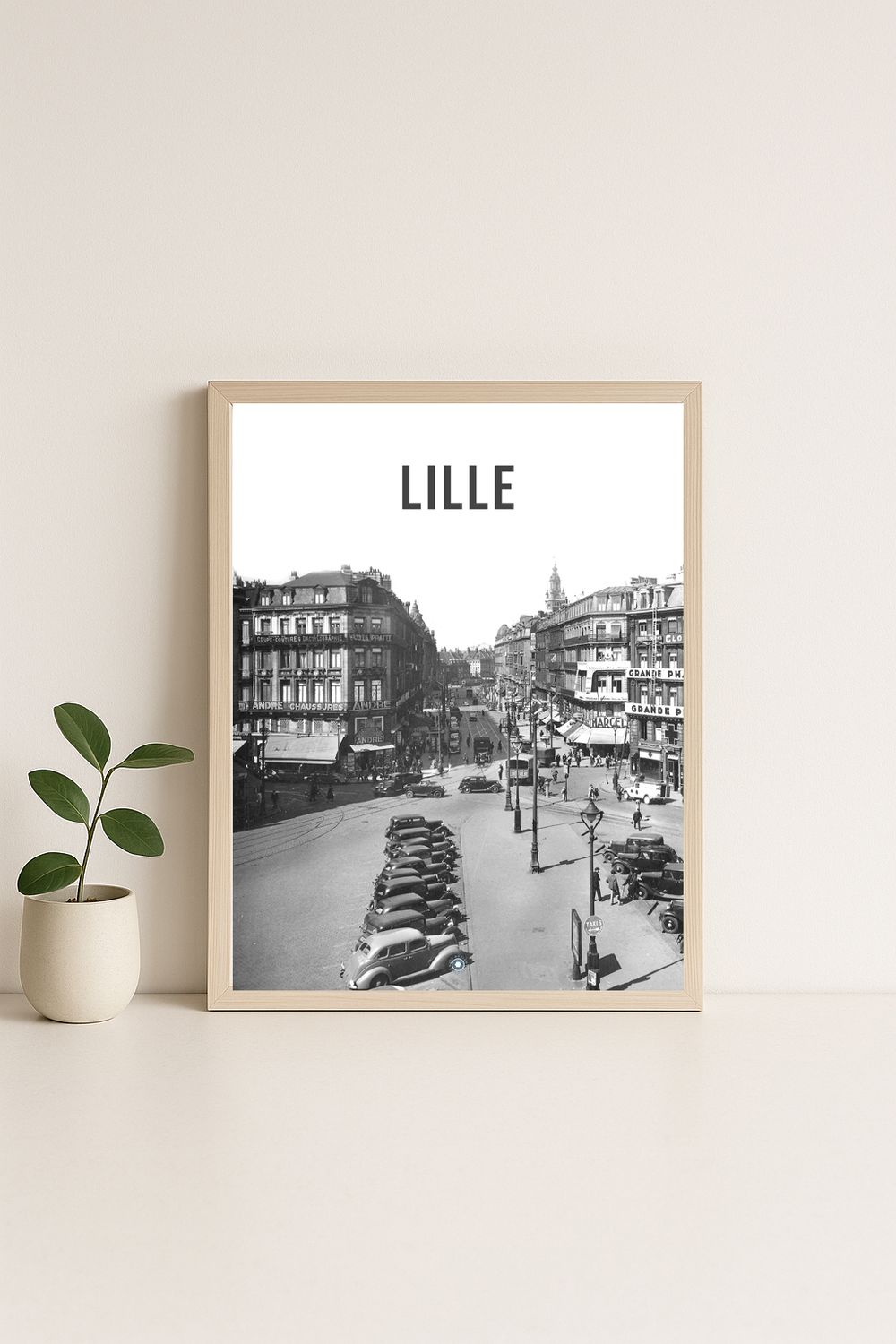 Affiche rétro noir et blanc Lille : nord de france, Hauts-de-France