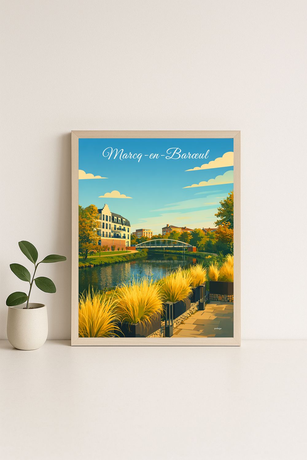 Affiche graphique illustrée Marcq-En-Barœul : ville haut de france, Hauts-de-France