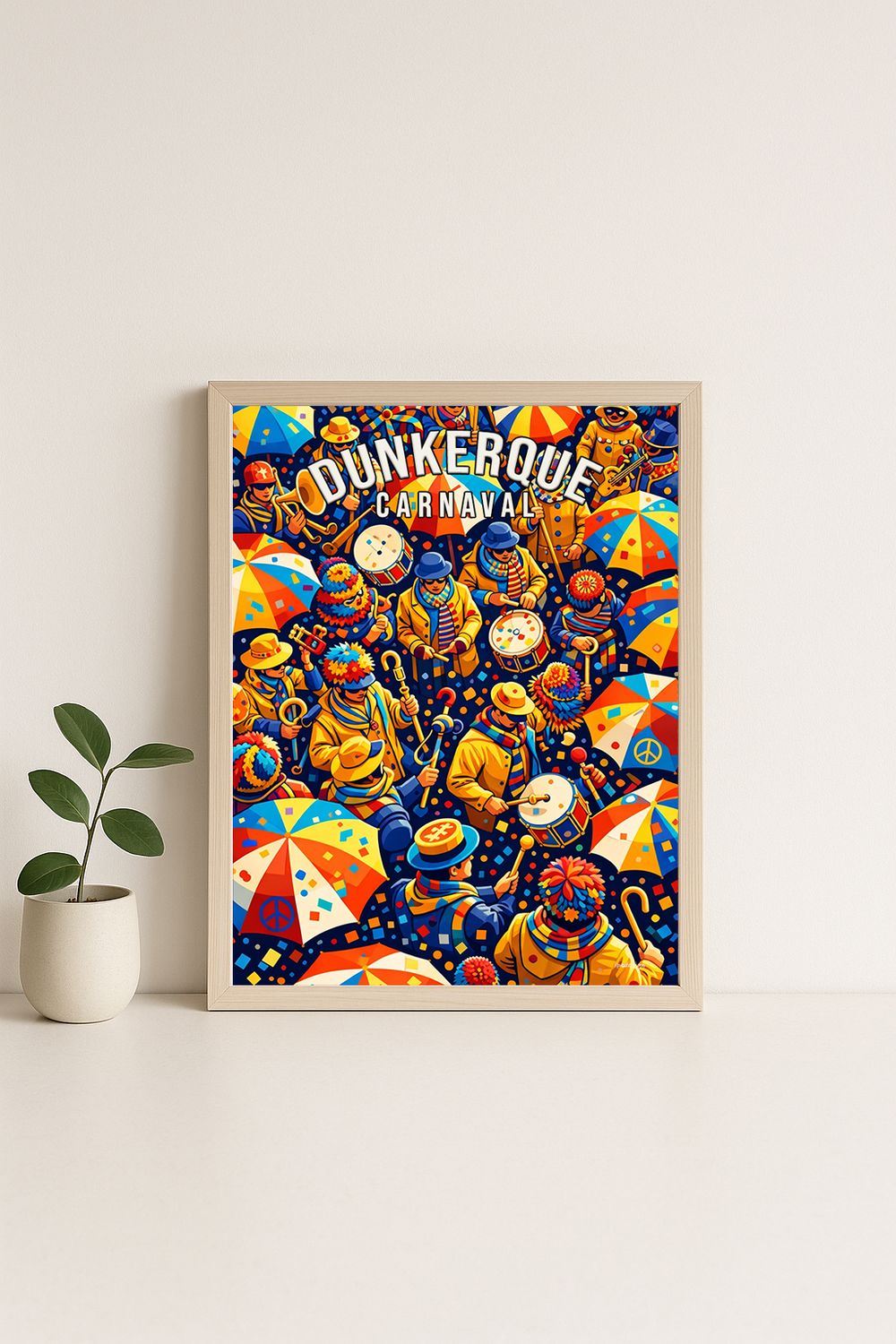 Affiche graphique illustrée Dunkerque : le carnaval · vue dessus, Hauts-de-France