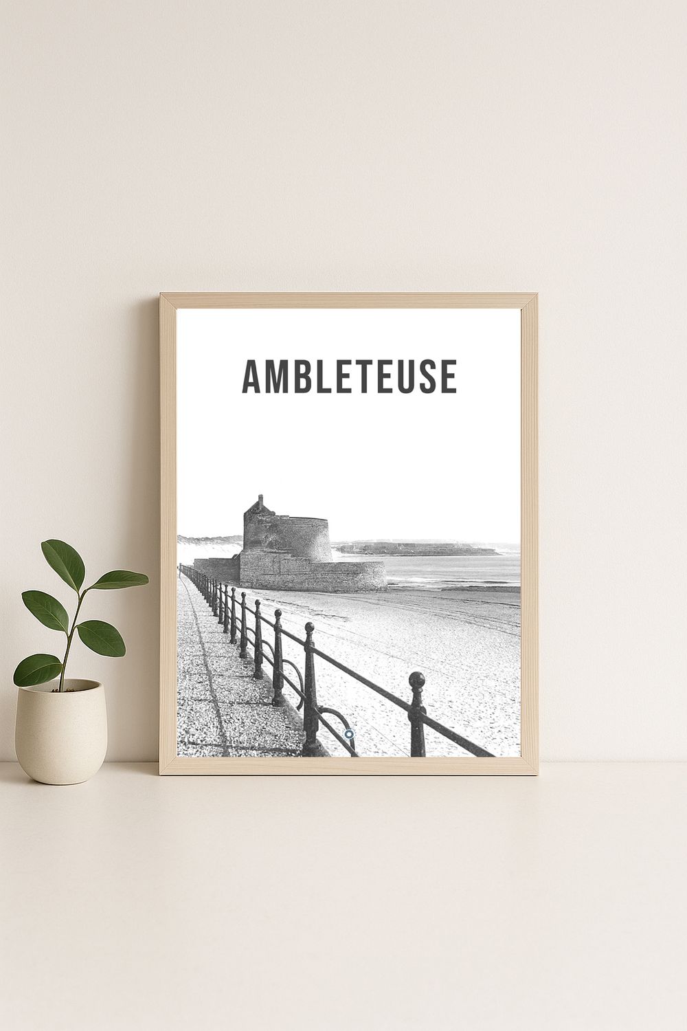 Affiche rétro noir et blanc Ambleteuse : cote d'opale, Hauts-de-France