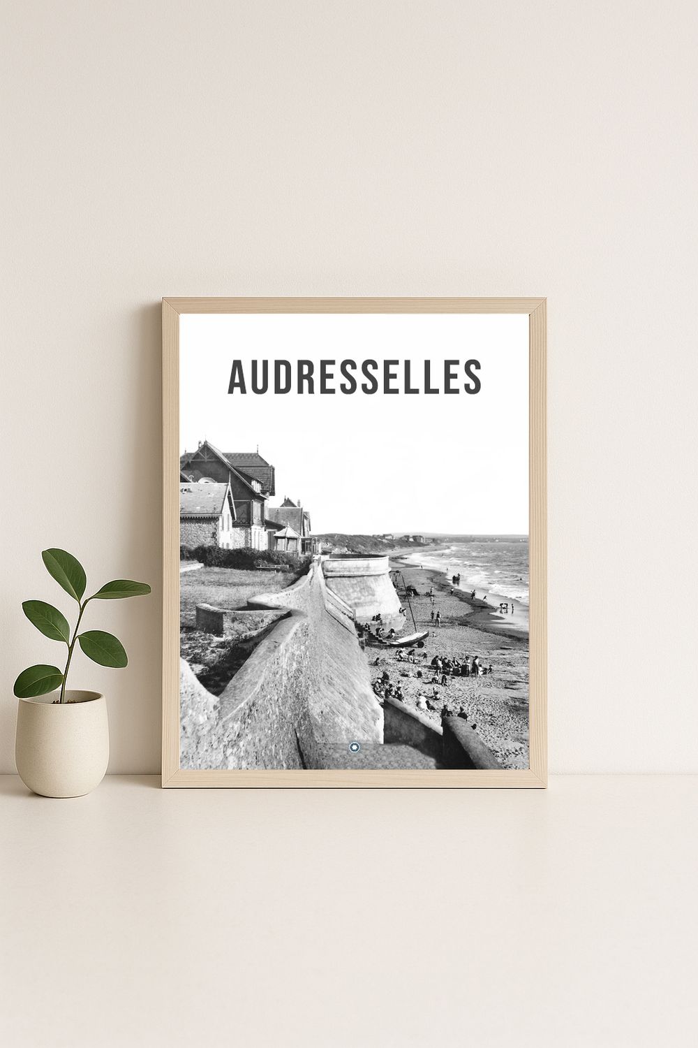 Affiche rétro noir et blanc Audresselles : cote d'opale, Hauts-de-France
