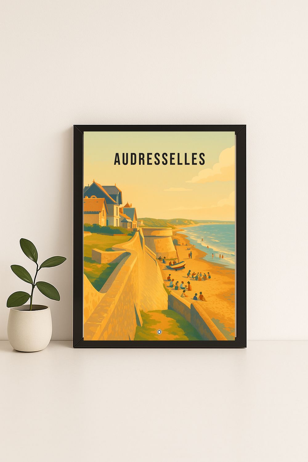 Affiche graphique illustrée Audresselles : cote d'opale, Hauts-de-France