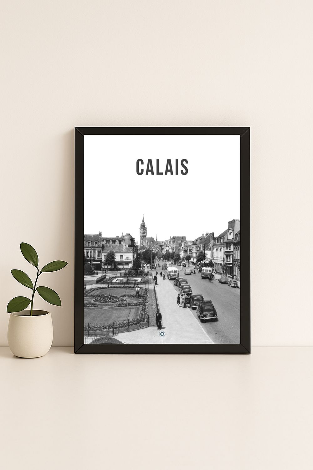 Affiche rétro noir et blanc Calais : cote d'opale · noir et blanc, Hauts-de-France