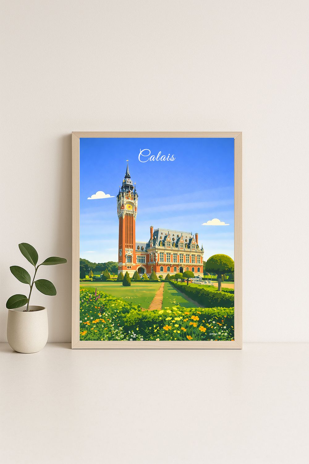 Affiche graphique illustrée Calais : haut de france · déco cote d'opale, Hauts-de-France