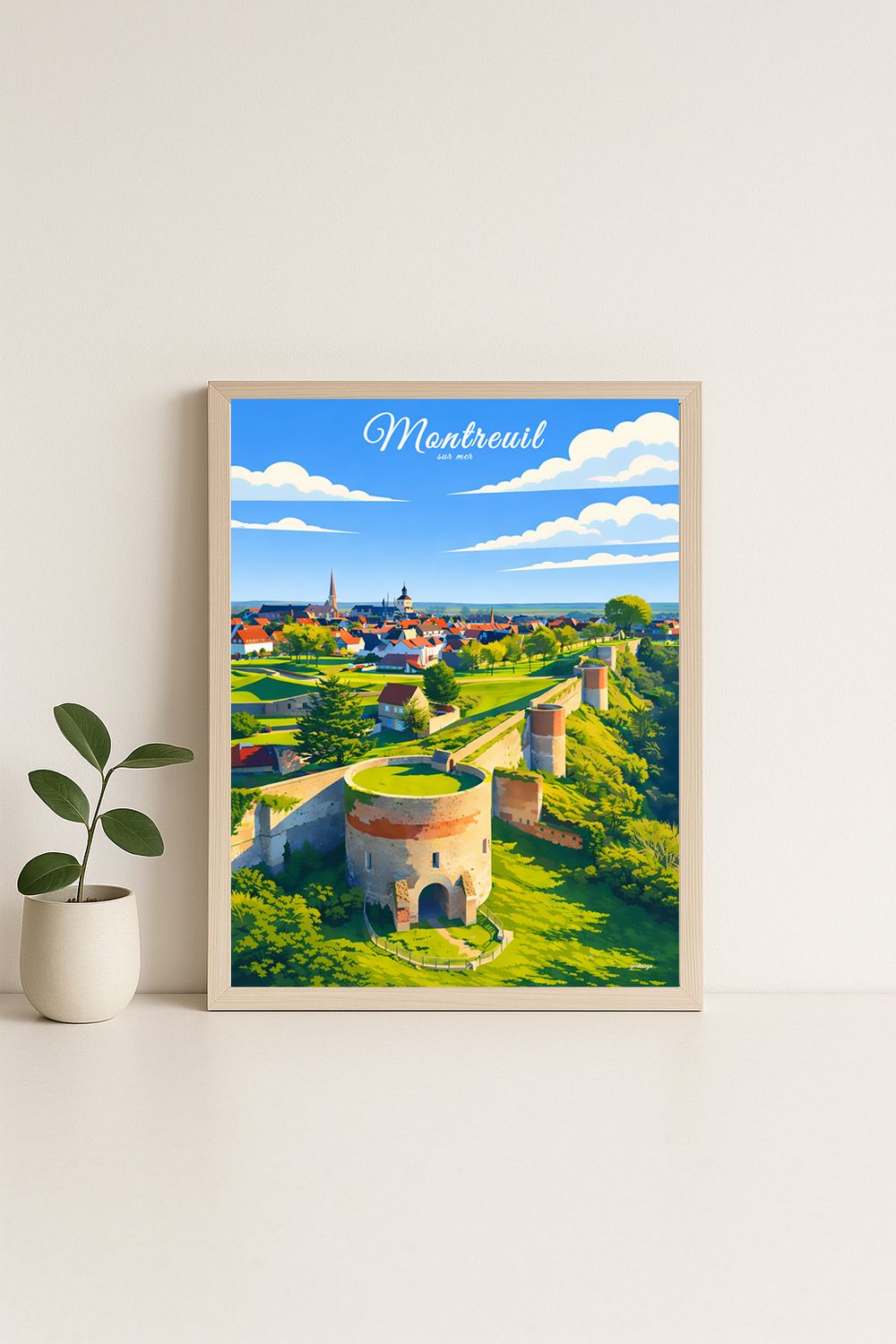 Affiche graphique illustrée Montreuil-sur-Mer : la ville, Hauts-de-France