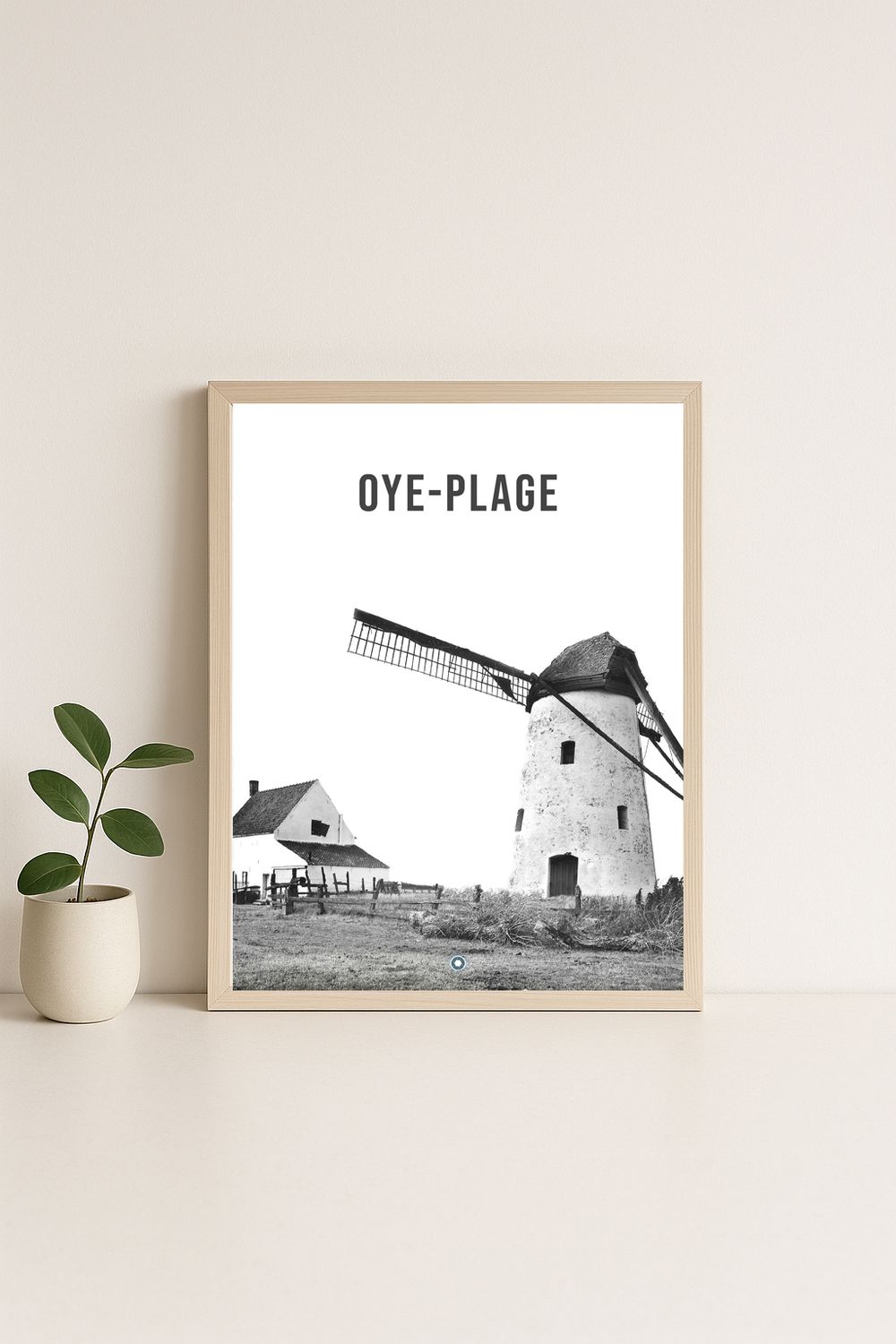 Affiche rétro noir et blanc Oye Plage : le moulin, Hauts-de-France