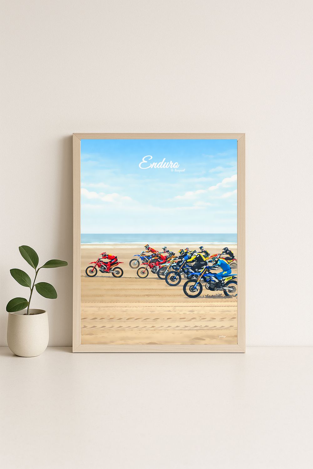Affiche graphique illustrée Le Touquet-Paris-Plage : enduro · motocross, Hauts-de-France