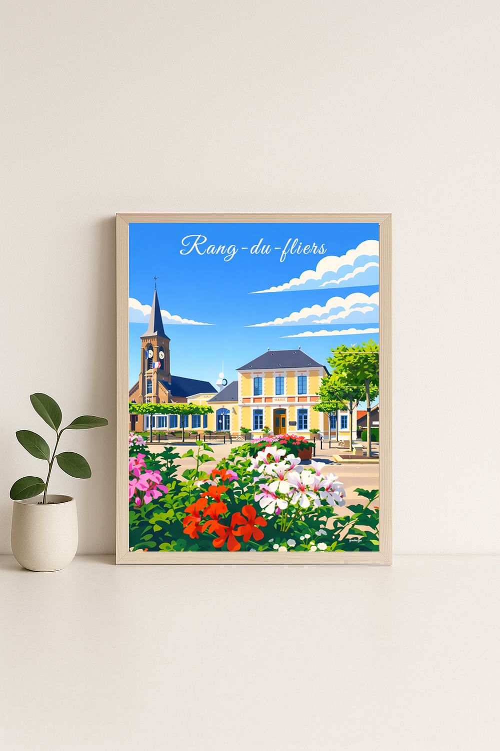 Affiche graphique illustrée Rang Du Fliers : cote d'opale, Hauts-de-France
