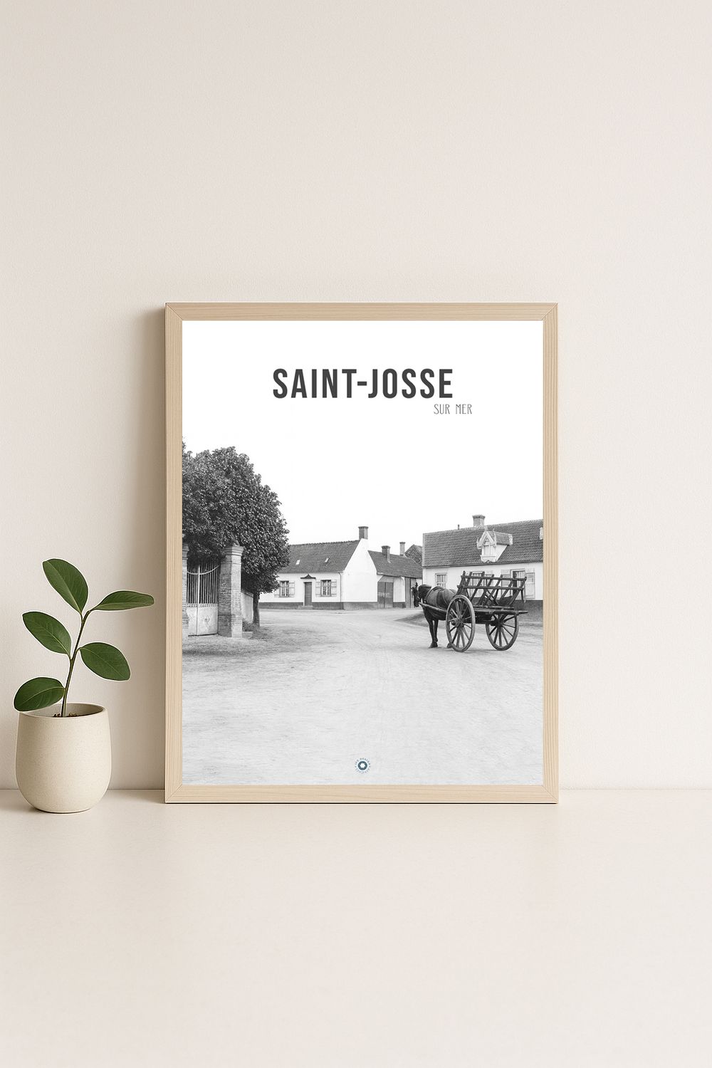 Affiche rétro noir et blanc Saint Josse : Affiche de la ville, Hauts-de-France