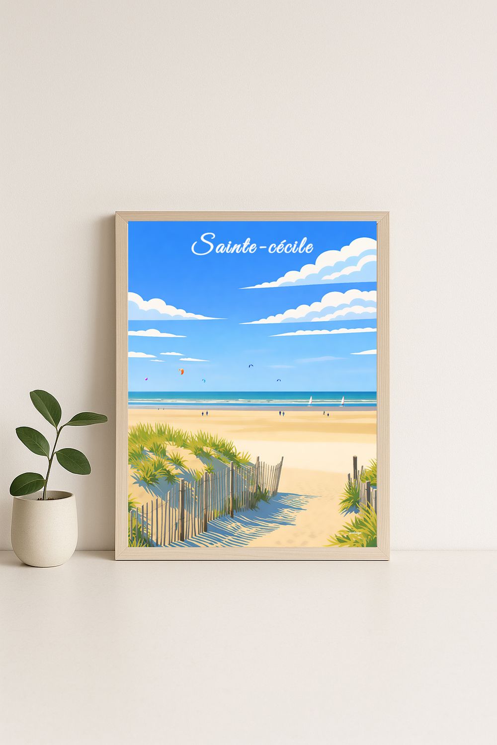 Affiche graphique illustrée Sainte Cecile : SAINTE-CéCILE · cote d'opale, Hauts-de-France
