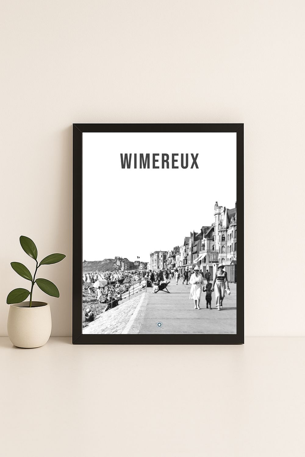 Affiche rétro noir et blanc Wimereux : cote d'opale, Hauts-de-France