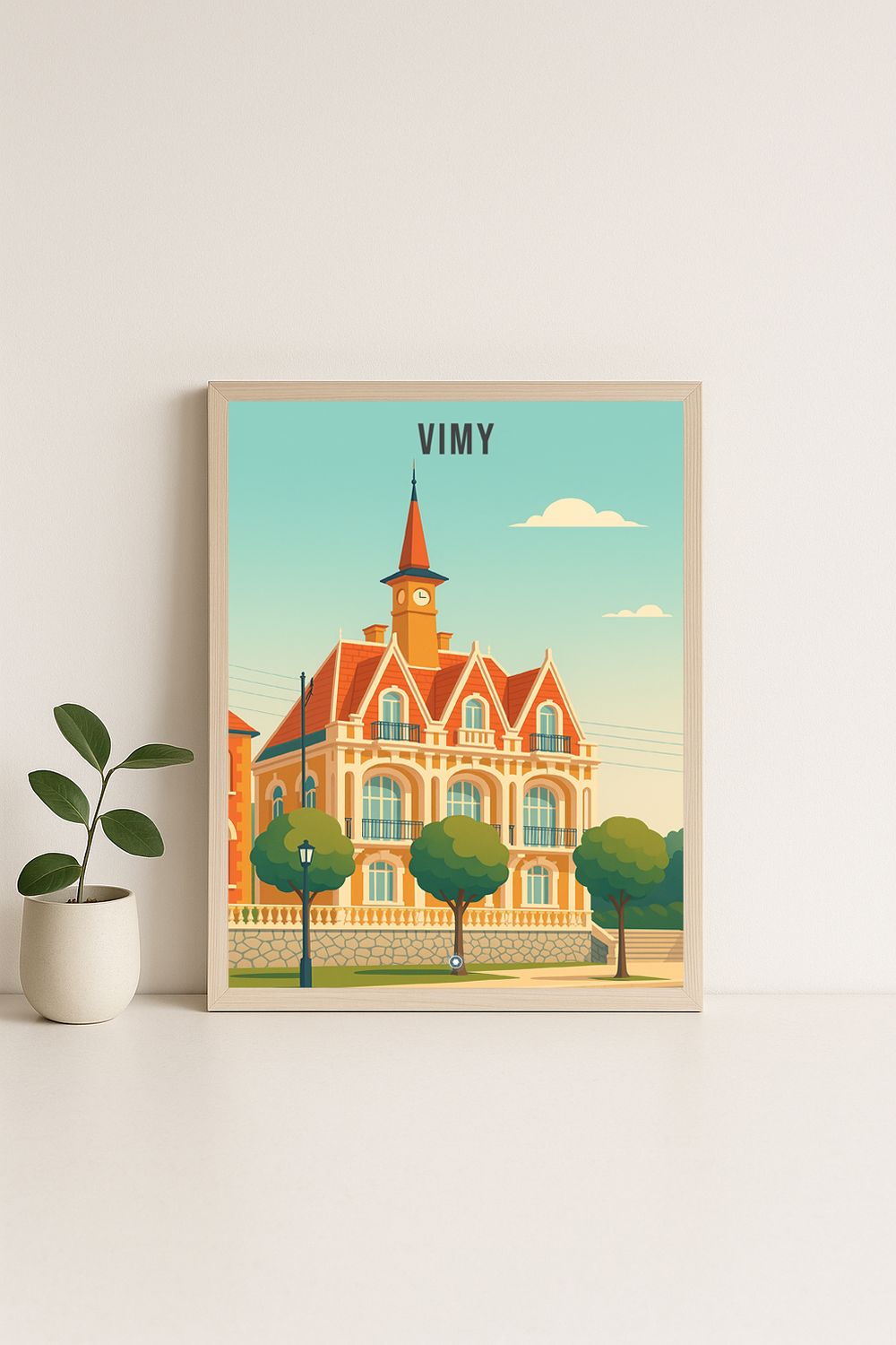 Affiche graphique illustrée Vimy : la mairie, Hauts-de-France