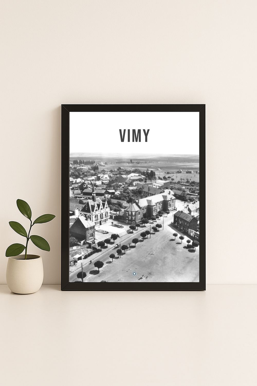 Affiche rétro noir et blanc Vimy : vue aerienne, Hauts-de-France