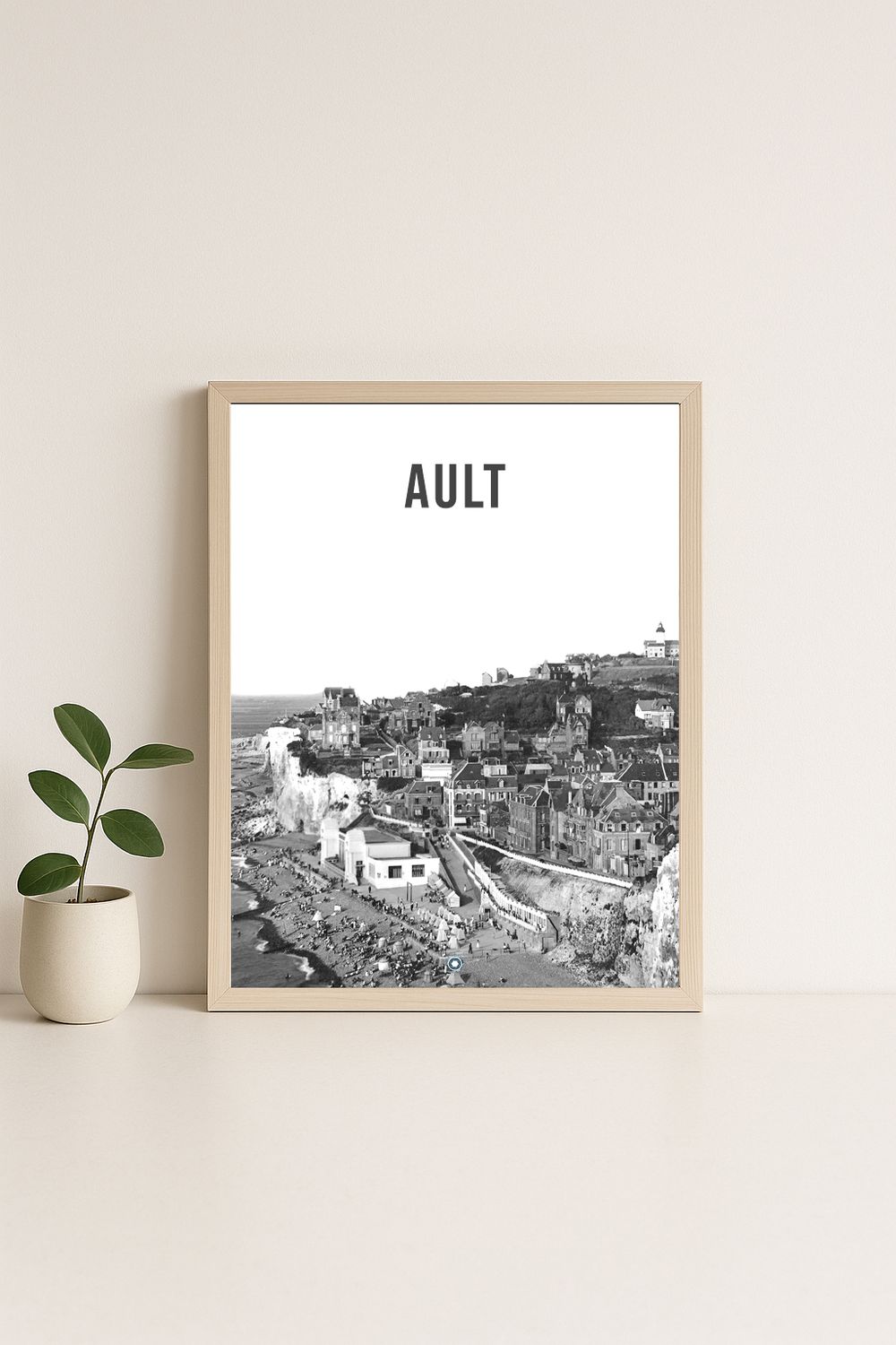 Affiche rétro noir et blanc Ault : la somme, Hauts-de-France