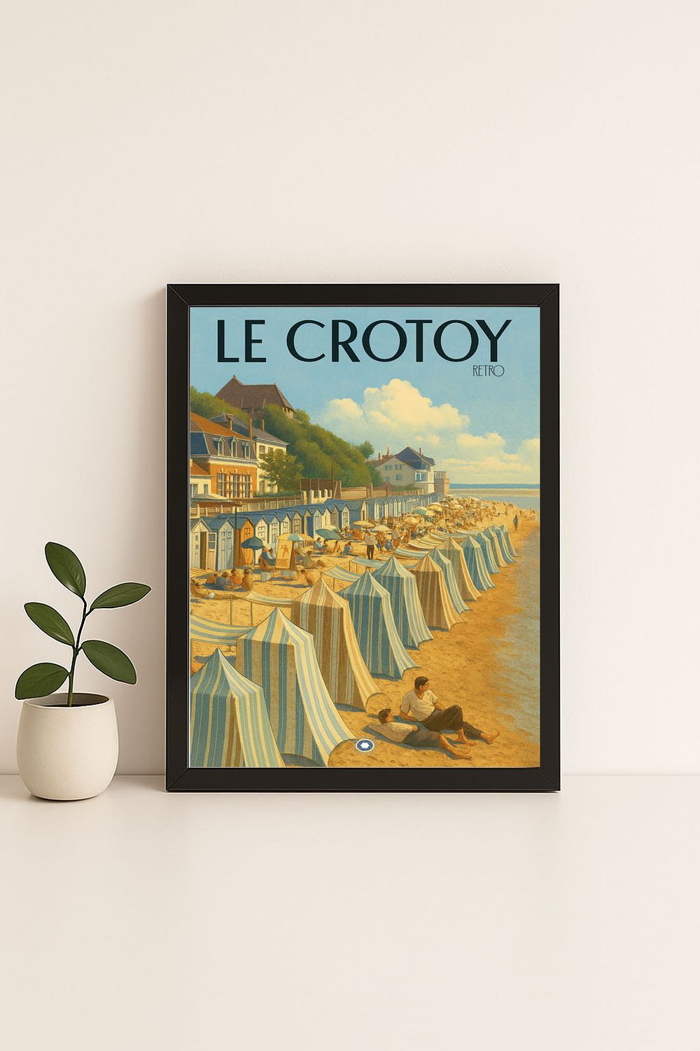 Affiche graphique illustrée Le Crotoy : la plage · la somme, Hauts-de-France