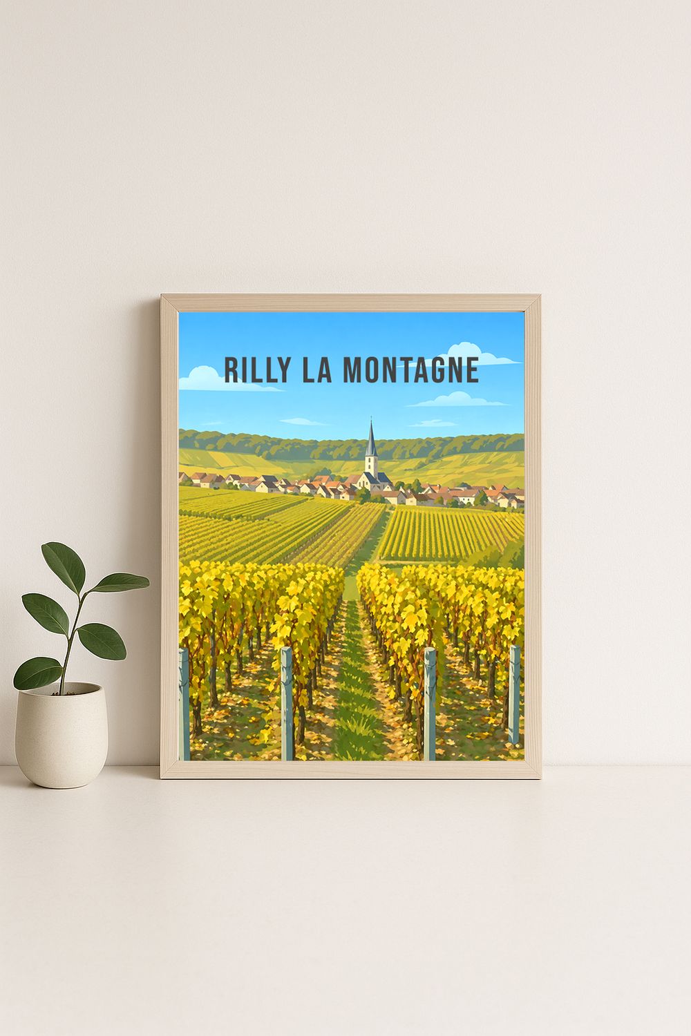 Affiche graphique illustrée Reims : RILLY LA MONTAGNE · vignoble · vendange · reims, Grand Est
