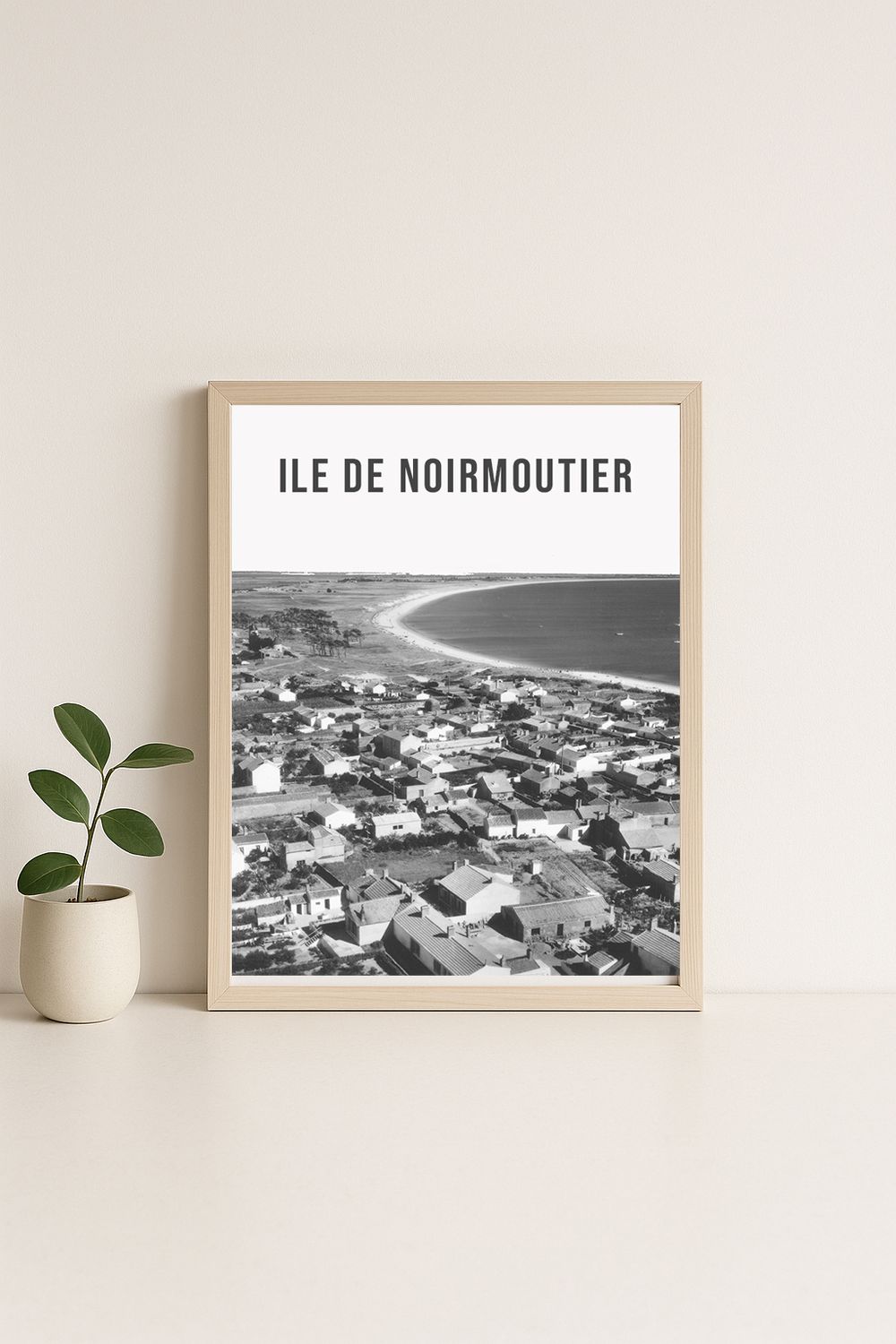 Affiche rétro noir et blanc Noirmoutier : ILE DE NOIRMOUTIER · la plage, Pays de la Loire