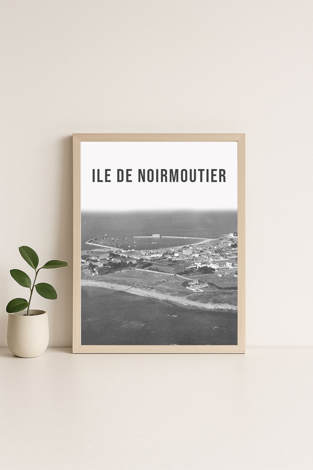 Affiche rétro noir et blanc Noirmoutier : ILE DE NOIRMOUTIER · la plage, Pays de la Loire