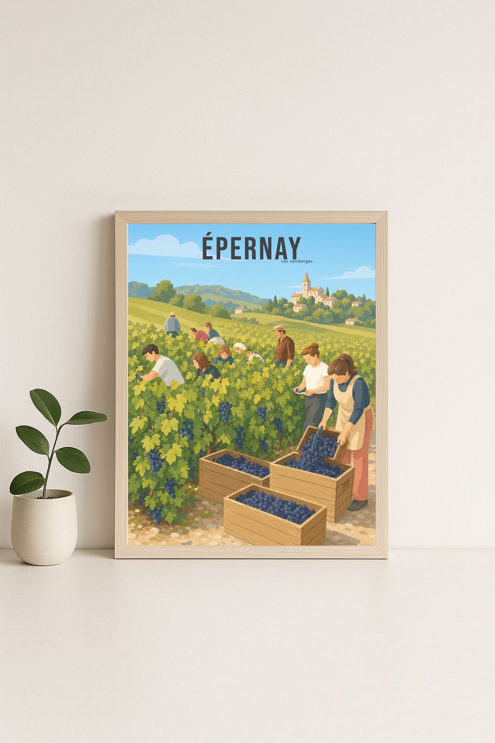 Affiche graphique illustrée Epernay : épernay- vignoble · vendange · reims, Grand Est