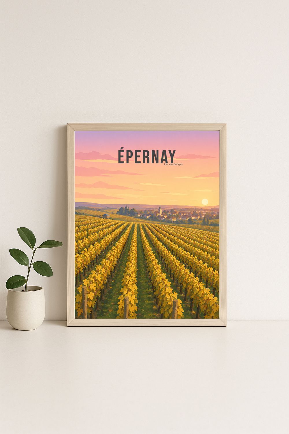 Affiche graphique illustrée Epernay : épernay- vignoble · vendange · reims, Grand Est