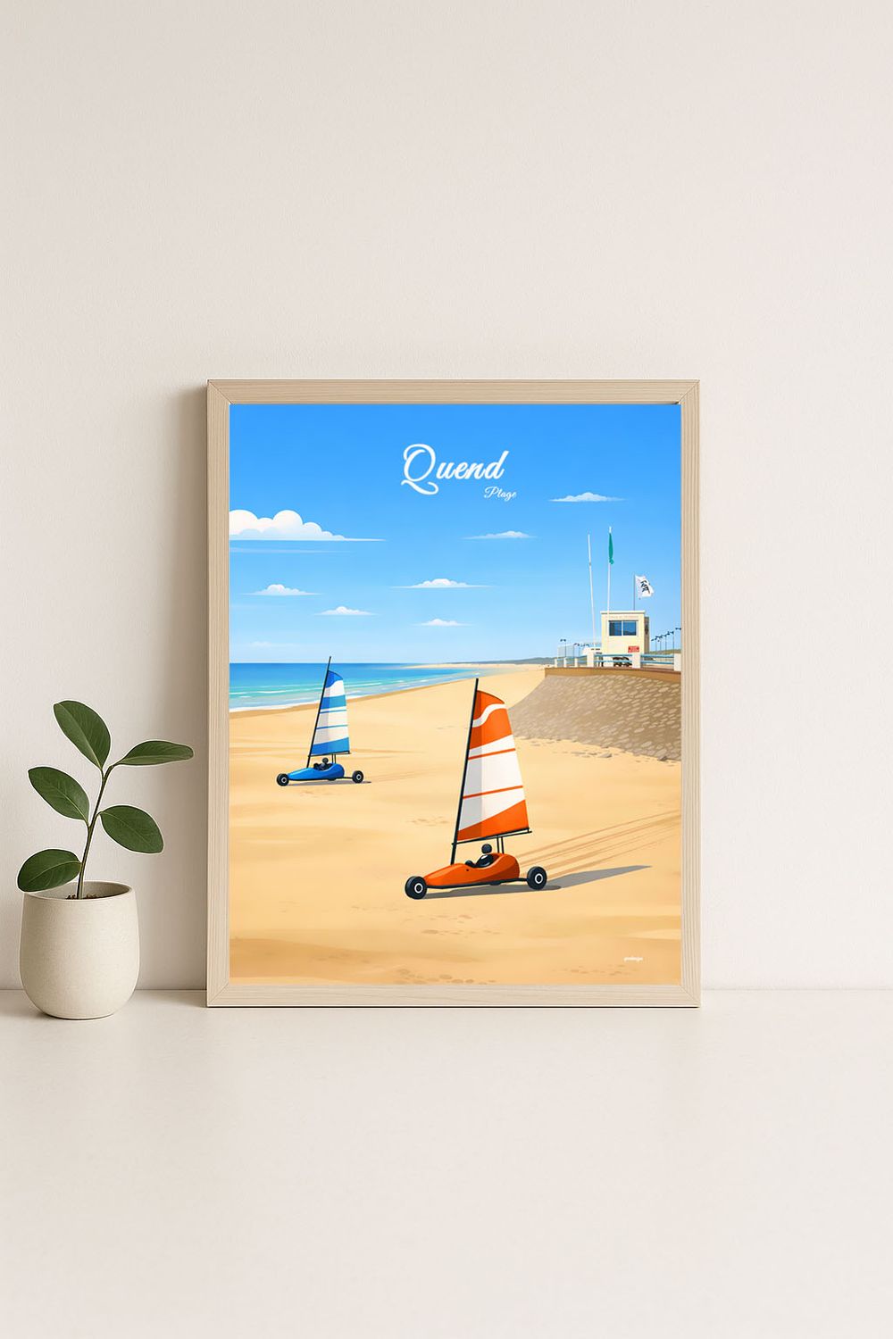 Affiche graphique illustrée Quend Plage : LA SOMME · sport · chars a voile, Hauts-de-France