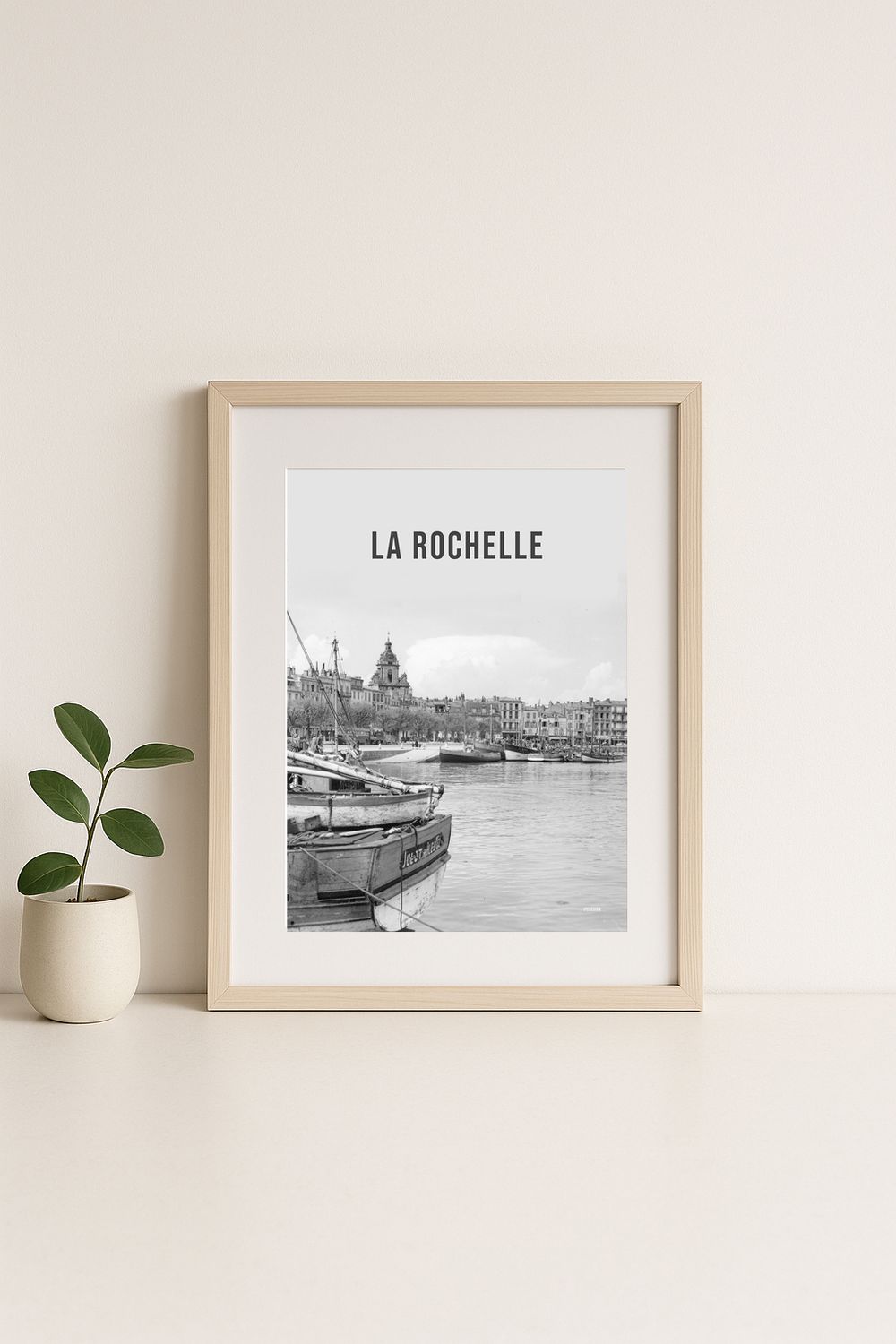 Affiche rétro noir et blanc La Rochelle : CHARENTE, Nouvelle-Aquitaine