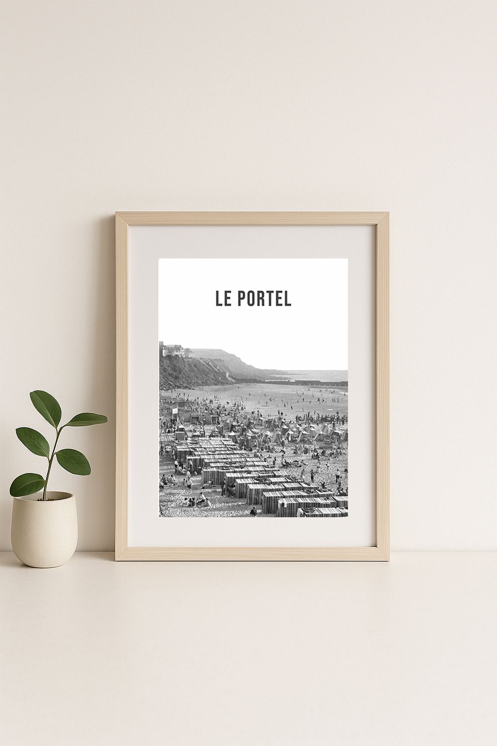 Affiche rétro noir et blanc Le Portel : cote d'opale, Hauts-de-France