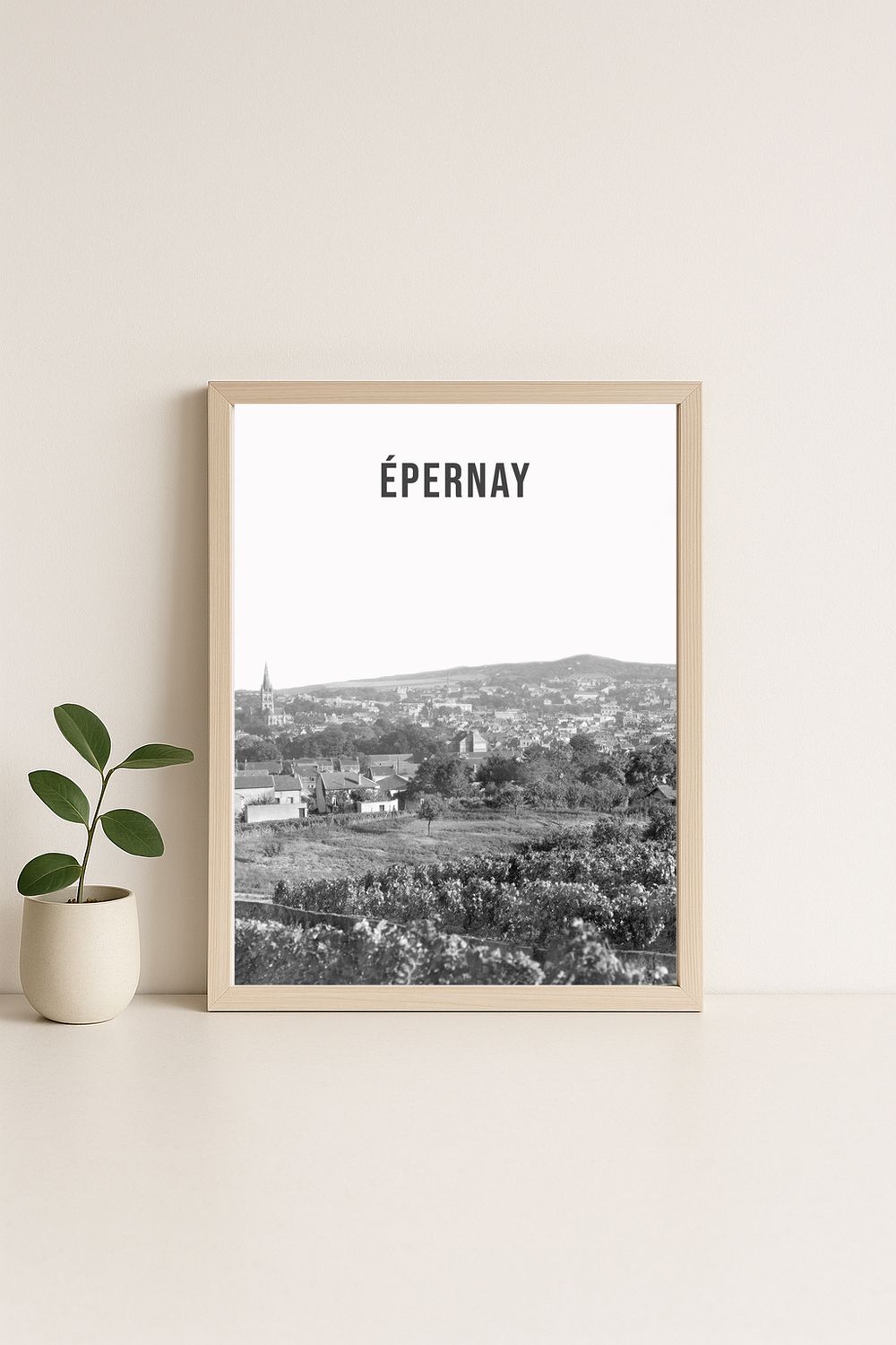 Affiche rétro noir et blanc Epernay : épernay- vignoble · vendange · reims, Grand Est