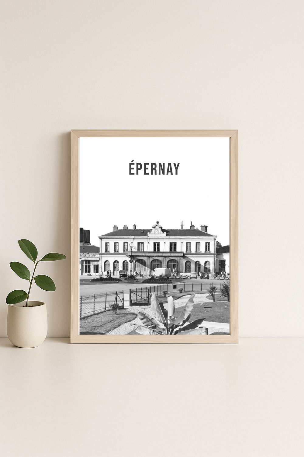 Affiche rétro noir et blanc Epernay : épernay- vignoble · vendange · reims, Grand Est