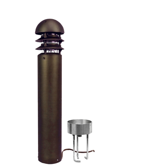 Alliance Outdoor Lighting Bollard Light, Solid Brass Housing, Aluminum Post, Aged Brass Finish with Mounting Hardware (G4 Bipin) 350 Lumens Included