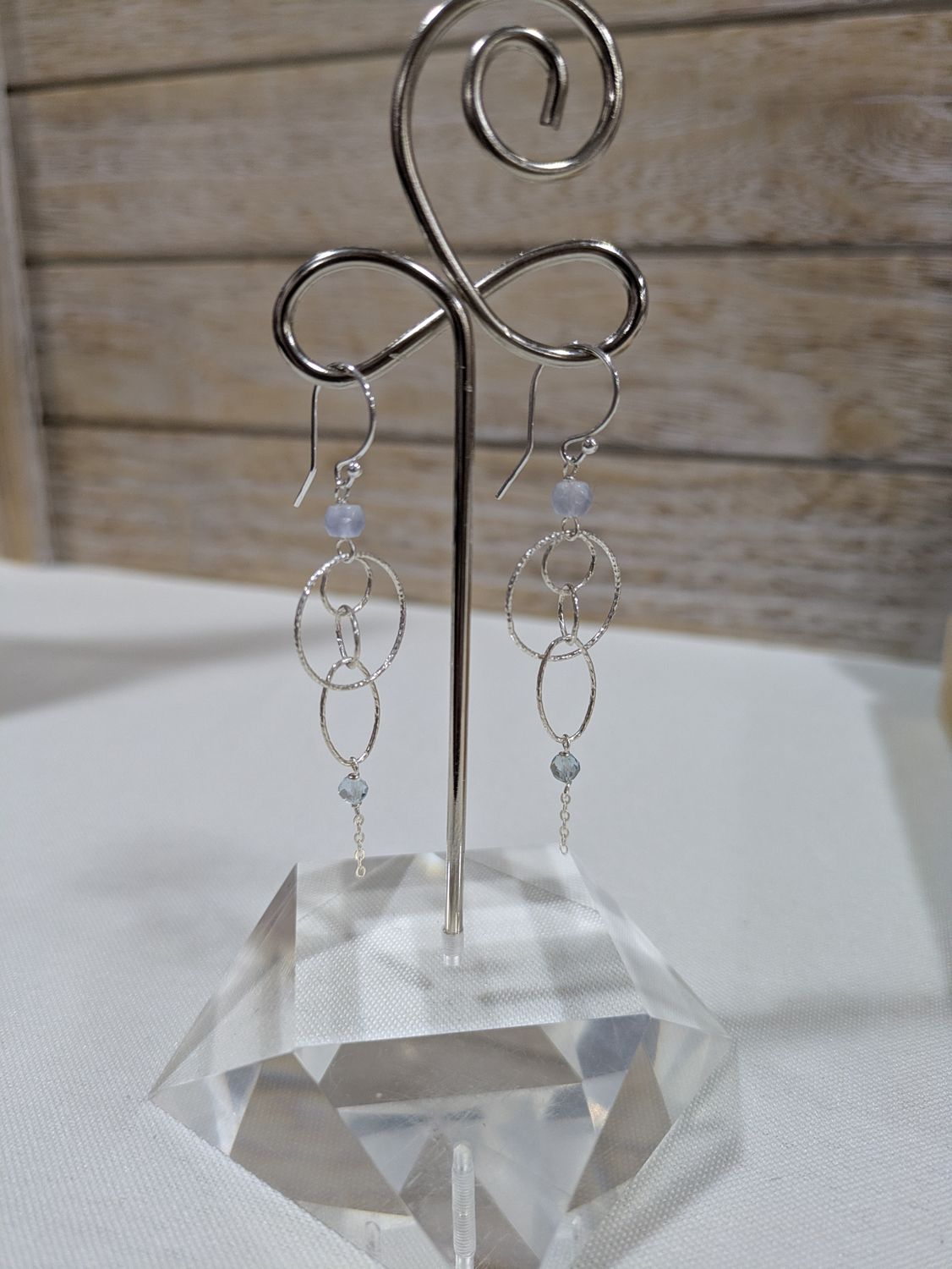 Sparkling Bubbles - Blue Chalcedony &amp; Blue Topaz Sterling Silver Earrings