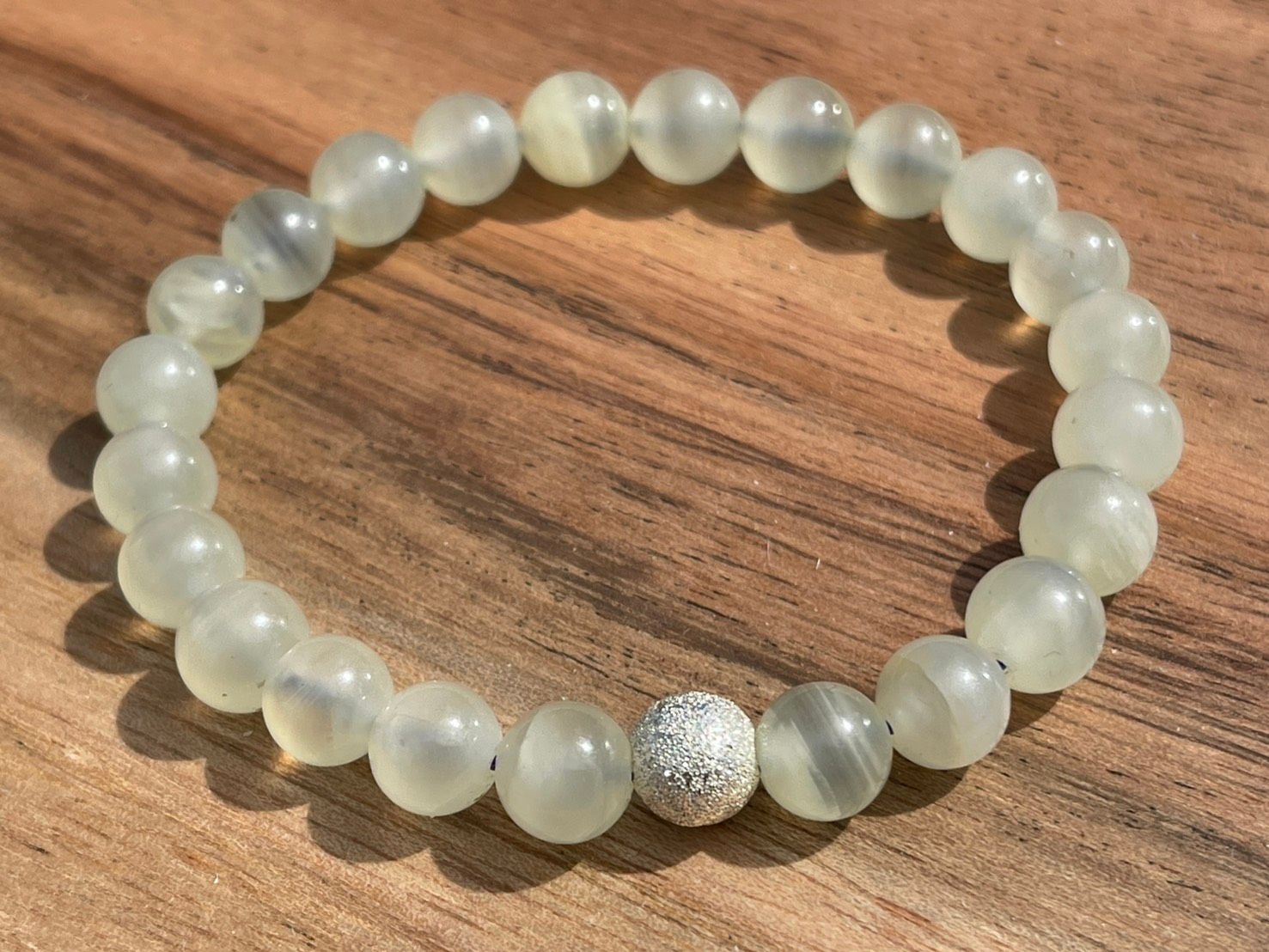 PREORDER SPECIAL! Green Apple Onyx with Sterling Silver Focal Stretchy Bracelet (2 Sizes Available)