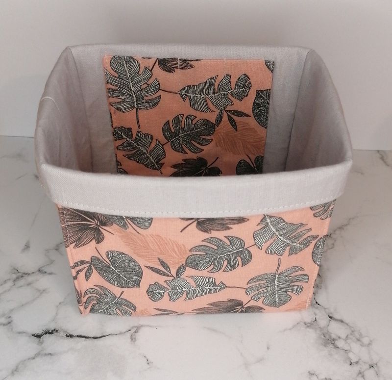 Panière rangement simple feuilles fd corail