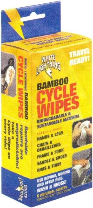 Serviette à mains pour mécanicien White Lightning Bamboo Cycle Wipes ( emb de 6 serviettes )