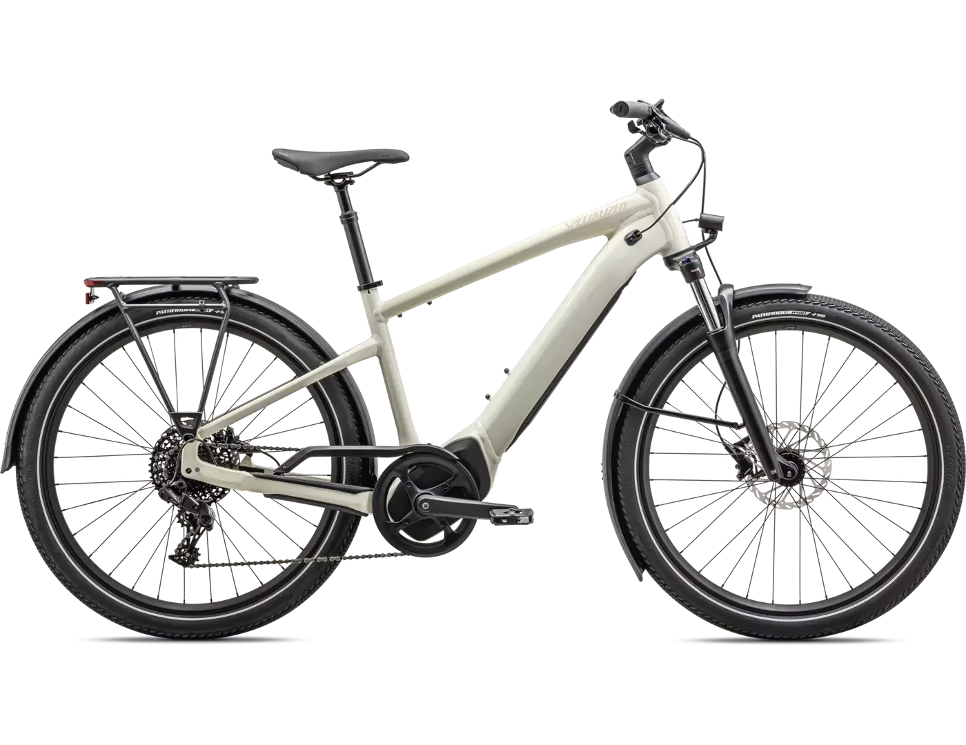 2023-2024 Specialized Turbo Vado 4.0, Taille: Small -, Couleur: Blanc (Birch/Limestone Speckling/Birch Reflective)