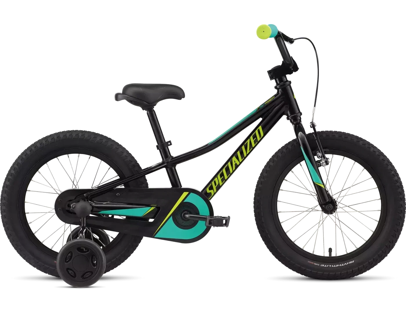 2022-2024 Specialized Riprock Coaster 16, Color: Noir et Turquoise (Tarmac Black/Emerald/Hyper Reflective)