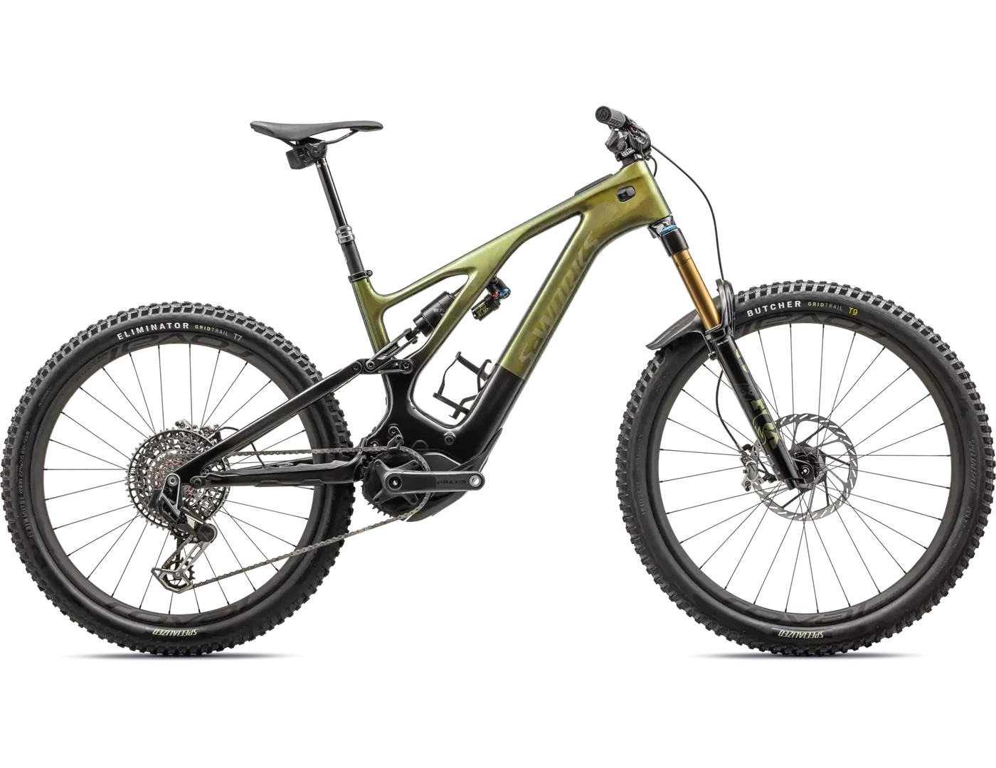 2023-2024 Specialized S-Works Turbo Levo T-Type, Taille: Taille 2 -, Couleur: Vert (Gloss Gold Pearl Over Carbon/Carbon/Gold Pearl Over Carbon)