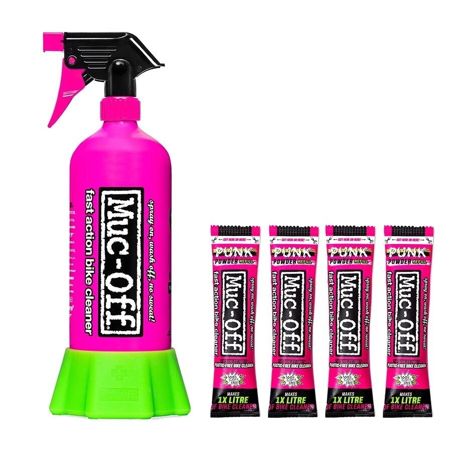 Nettoyant a velo Muc-Off, Punk Powder, 4 x 30g et une bouteille d'aluminium