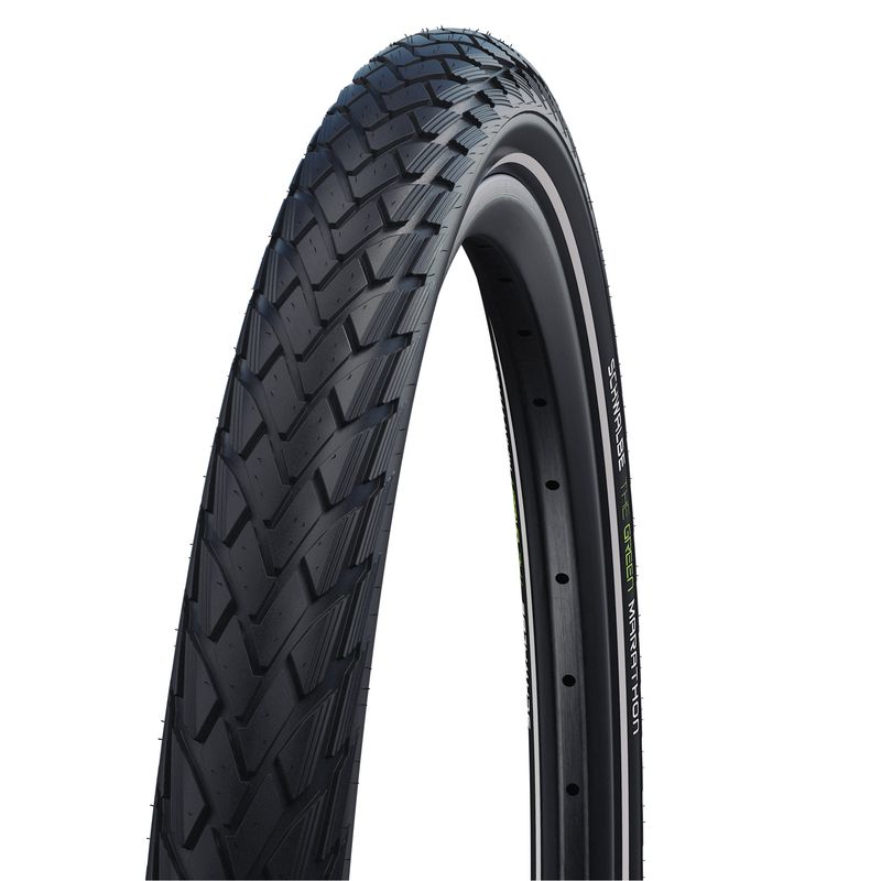 Pneu Schwalbe Marathon Green 700 x 35 ( tringles rigides ) GreenGuard - Noir avec bandes reflechissantes