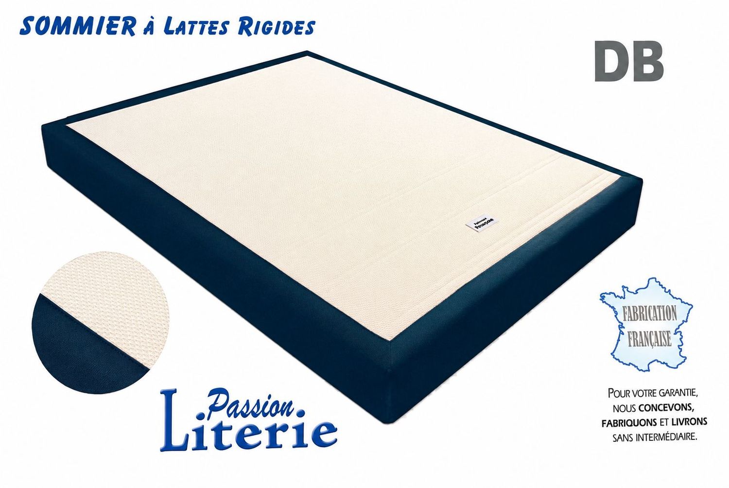 Sommier à Lattes Rigides 18,14 ou 10 cm d'épaisseur (Passion Literie)