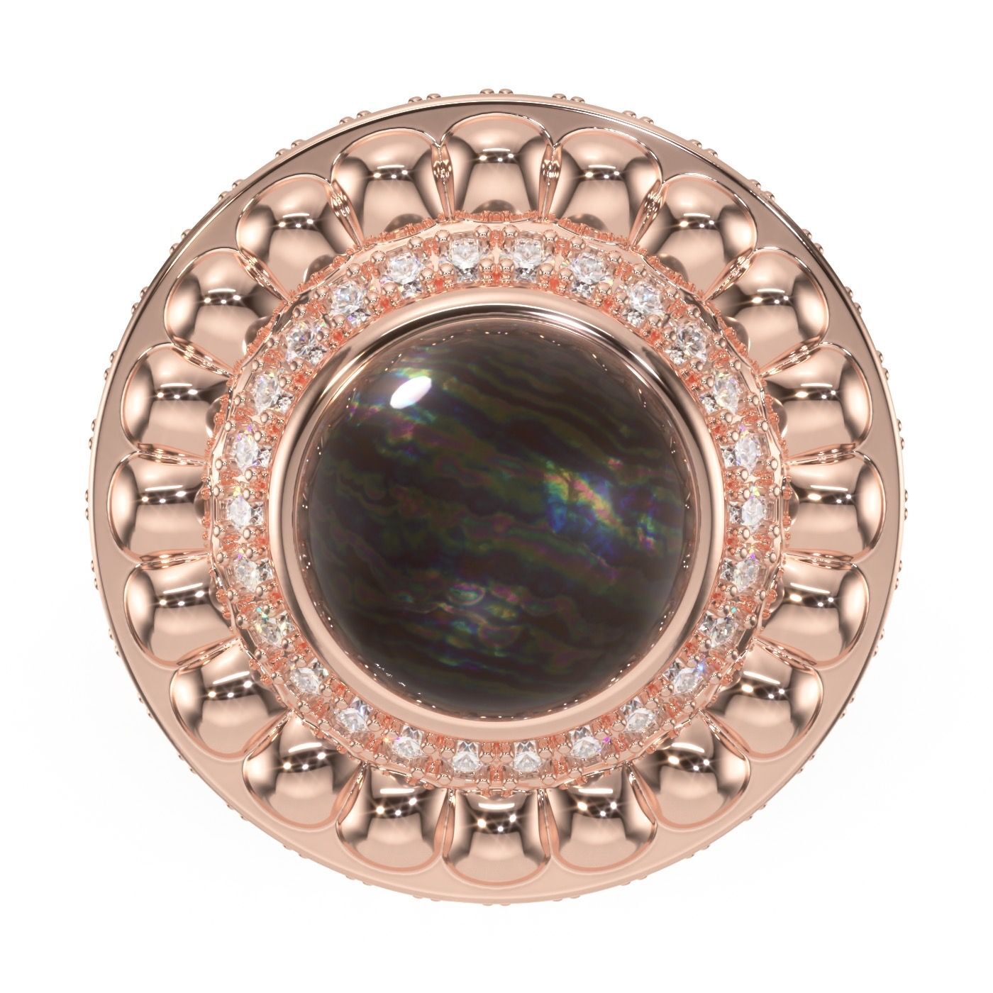 Galaxy Ring- Black Pearl, Rose Gold